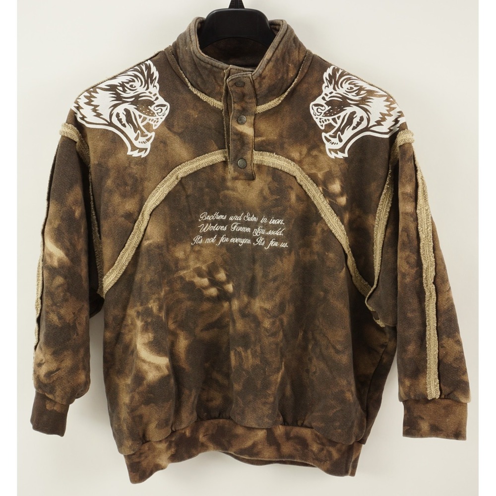 Darc Sport Brown Acid Wash Distressed Wolf Snap Pullover Medium She 339 of 500